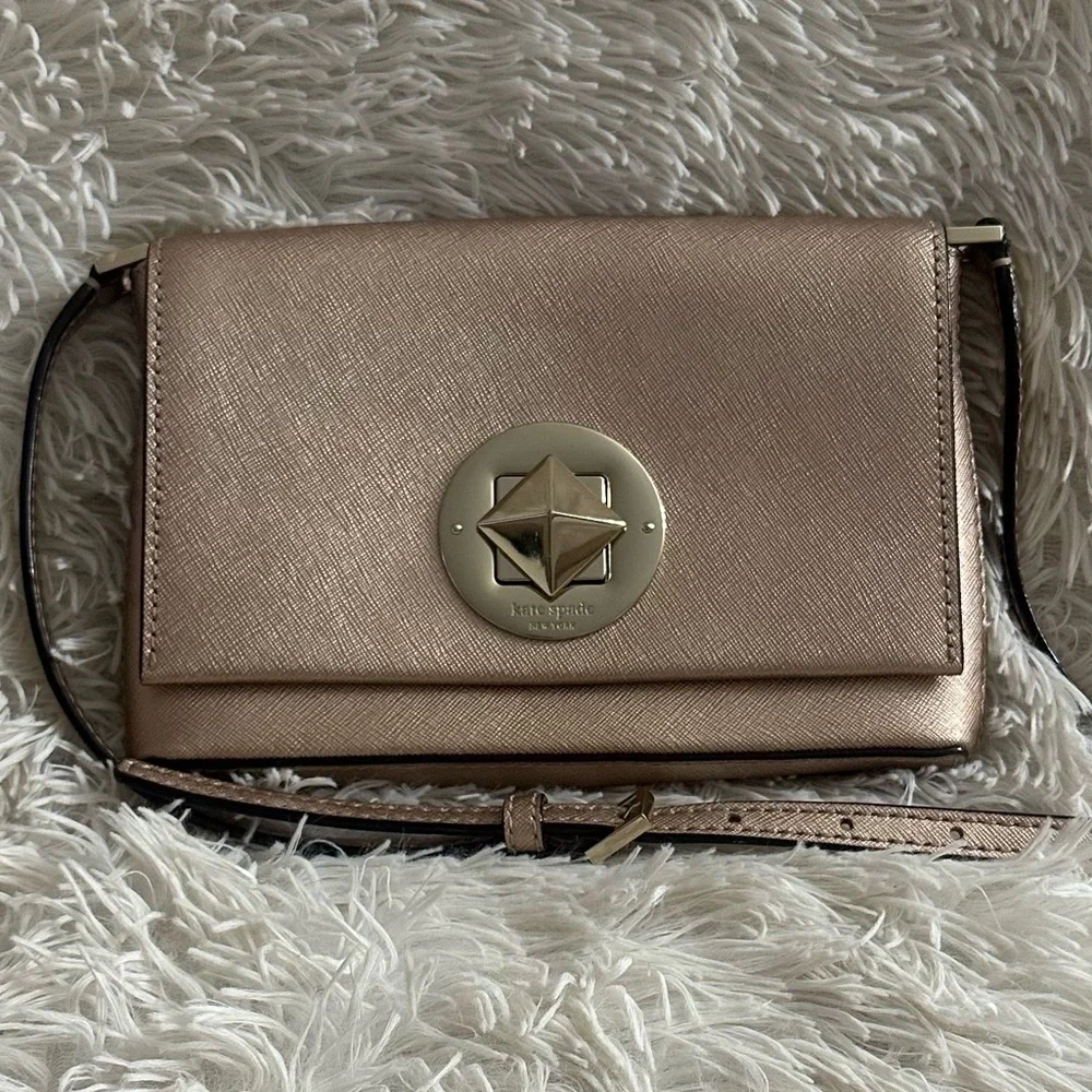 Kate Spade Sally Newbury Lane 100% Leather Crossbody Bag In Rose-gold - NWOT